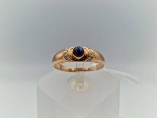 Zelta gredzens ar briljantiem un safīriem, 1.77 g, izm. 16