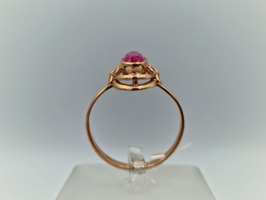 Zelta gredzens ar koraļļi, 3.42 g, izm. 19.5