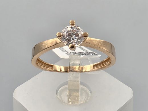 Gold ring with zircon, 1.67 g, size 18.5