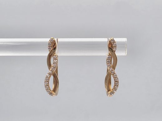 Kuldne kõrvarõngad koos tsirkooniga, 1.42 g