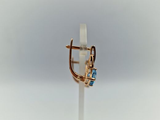 Zelta auskari ar briljantiem un topāziem, 3.22 g