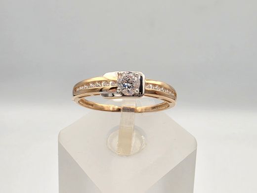 Zelta gredzens ar cirkoniju, 1.56 g, izm. 17