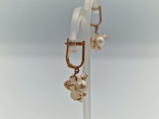 Золотые серьги с цирконом, 4.14 г