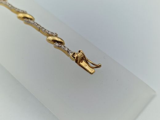Zelta rokassprādze ar cirkoniju, 6.76 g, izm. 19