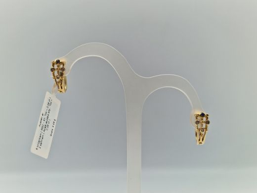 Zelta auskari ar briljantu un safīru, 4.96 g