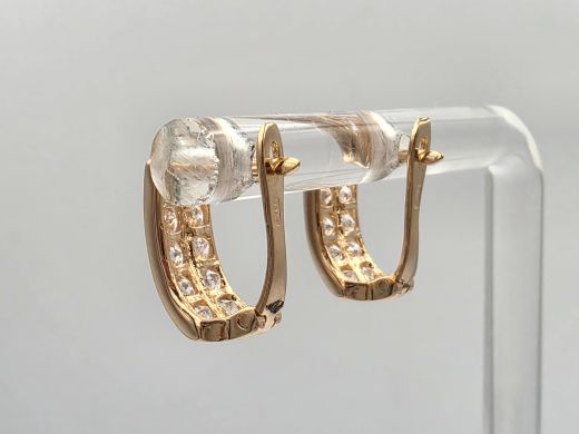 Золотые серьги с цирконом, 1.74 г