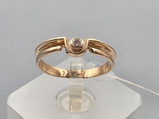 Gold ring with zircon, 1.28 g, size 15.5