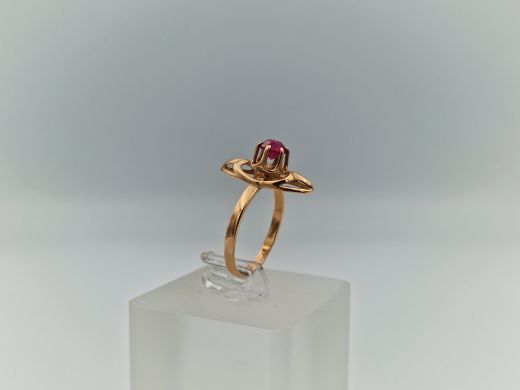 Zelta gredzens ar koraļļi, 2.12 g, izm. 16.5