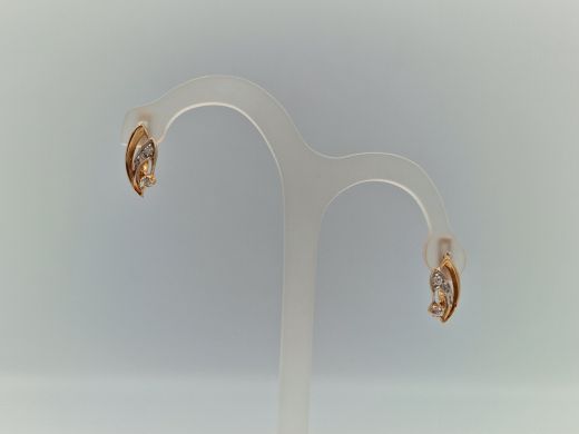 Золотые серьги с цирконом, 3.1 г