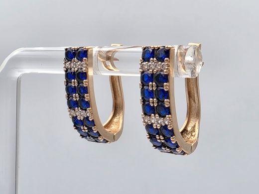 Золотые серьги с цирконом, 3.50 г