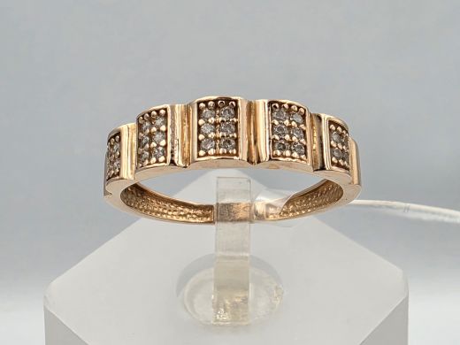 Gold ring with zircon, 1.84 g, size 17.5