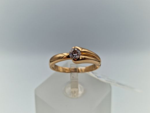Zelta gredzens ar cirkoniju, 1.98 g, izm. 17