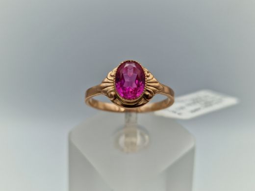 Zelta gredzens ar koraļļi, 2.55 g, izm. 18.2