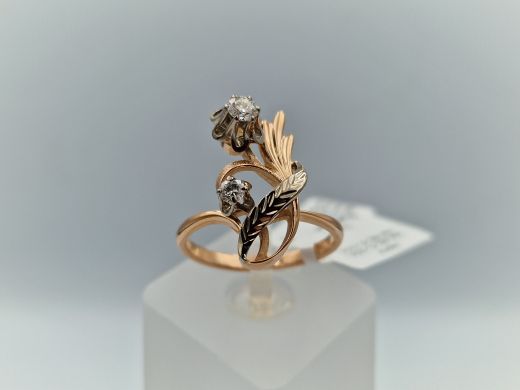 Zelta gredzens ar briljantiem, 4.36 g, izm. 17