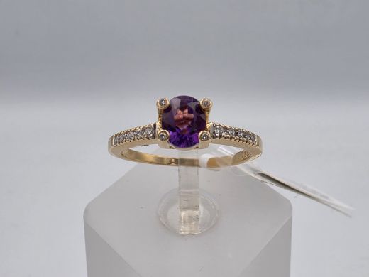 Zelta gredzens ar briljantu, 2.82 g, izm. 17.5