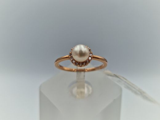 Zelta gredzens ar cirkoniju, 1.42 g, izm. 16