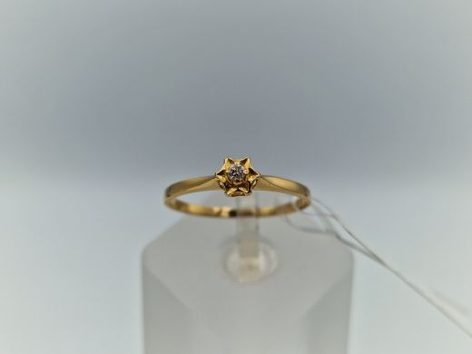 Zelta gredzens ar briljantu, 1.29 g, izm. 17.5