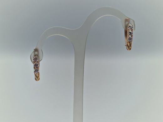Золотые серьги с цирконом, 1.5 г