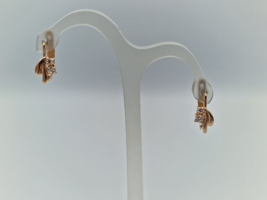 Золотые серьги с цирконом, 1.9 г