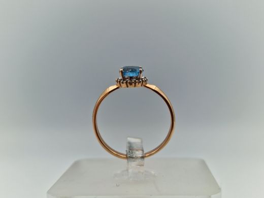 Zelta gredzens ar topāzu un cirkoniju, 1.29 g, izm. 15