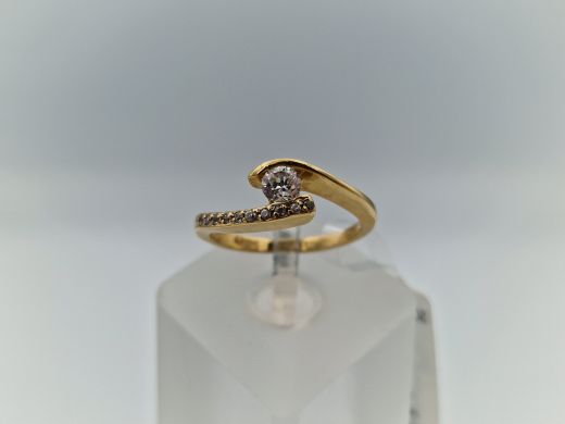 Zelta gredzens ar cirkoniju, 2.93 g, izm. 16.5