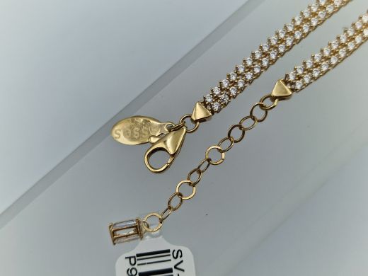 Zelta rokassprādze ar cirkoniju, 6.41 g, izm. 21