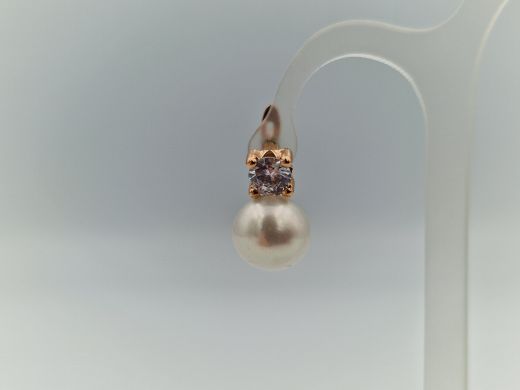 Золотые серьги с цирконом, 3.24 г