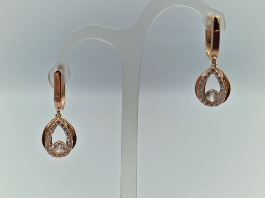 Золотые серьги с цирконом, 2.78 г