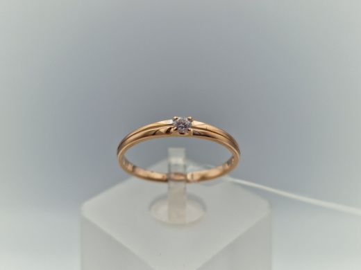 Zelta gredzens ar cirkoniju, 1.04 g, izm. 17