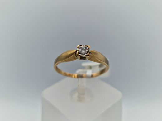 Zelta gredzens ar briljantu, 1.74 g, izm. 18.5