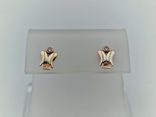 Золотые серьги с цирконом, 0.67 г