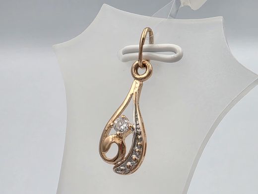 Gold pendant with zircon, 0.90 g