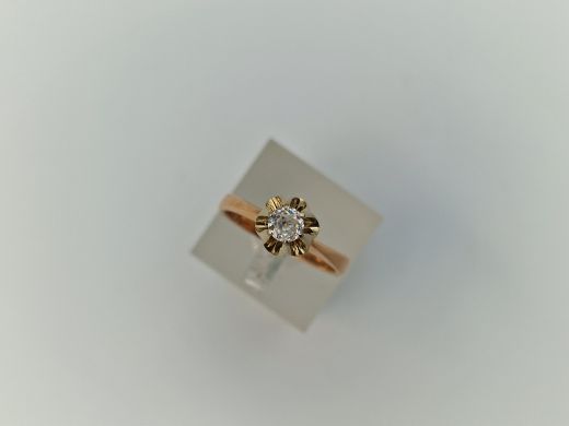 Zelta gredzens ar cirkoniju, 2.66 g, izm. 16