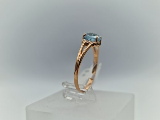 Zelta gredzens ar topāzu un cirkoniju, 1.47 g, izm. 16.5