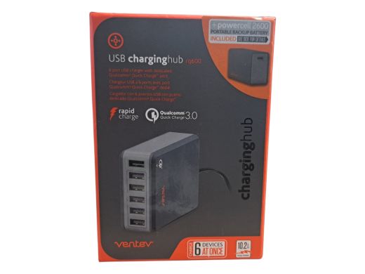 Ventev 6 In 1 Usb Charging Hub With Qc 3.0 Charging - Black