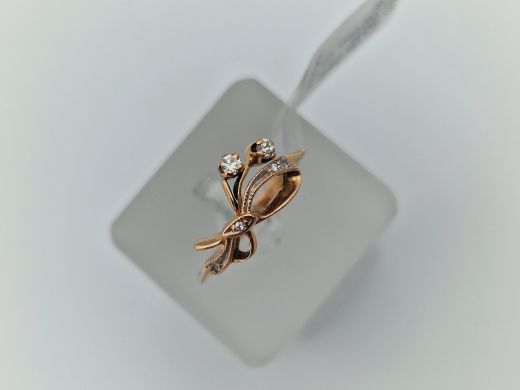 Zelta gredzens ar cirkoniju, 2.38 g, izm. 17.5