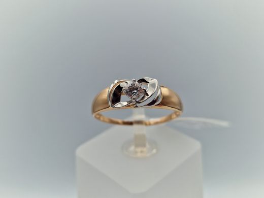 Zelta gredzens ar cirkoniju, 1.7 g, izm. 19