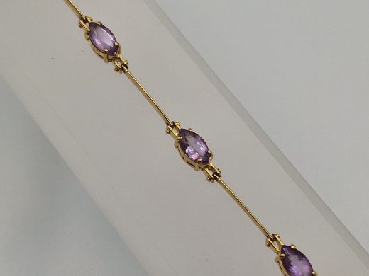 Zelta rokassprādze ar ametistu, 7.55 g, izm. 19