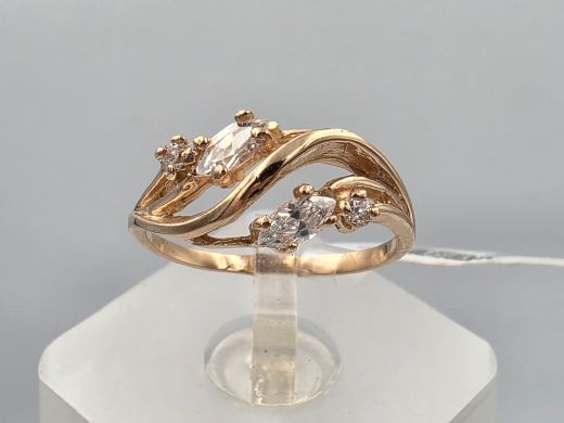Gold ring with zircon, 1.94 g, size 15.5