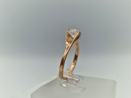 Золотое кольцо с цирконом, 1.86 г, разм. 17