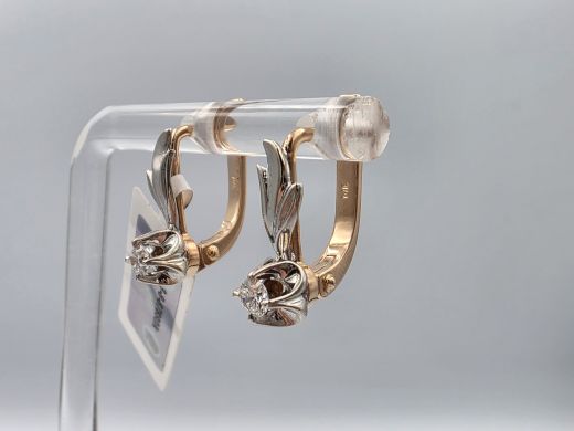 Золотые серьги с бриллиантом, 3.42 г