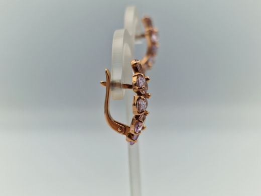 Zelta auskari ar ametistu un cirkoniju, 5.1 g