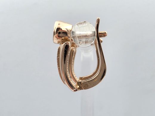 Gold earrings with diamond and sapphire, 4.18 g