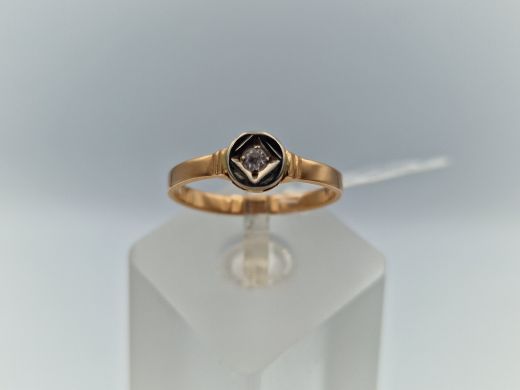 Золотое кольцо с цирконом, 2.1 г, разм. 17.5