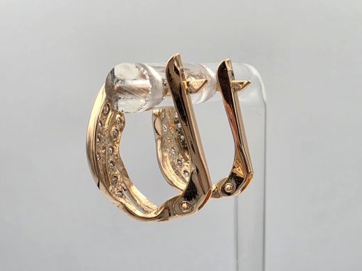 Золотые серьги с цирконом, 2.65 г