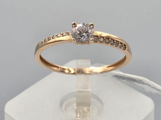 Gold ring with zircon, 1.16 g, size 17.2