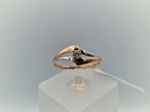 Zelta gredzens ar cirkoniju, 1.08 g, izm. 19