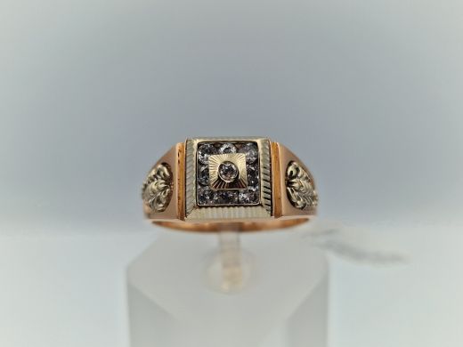 Золотое мужское кольцо с цирконом, 7.37 г, разм. 22