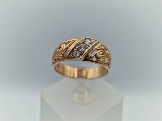 Золотое кольцо с цирконом, 3.5 г, разм. 19