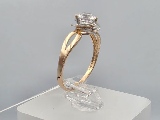 Gold ring with zircon, 1.74 g, size 17.5